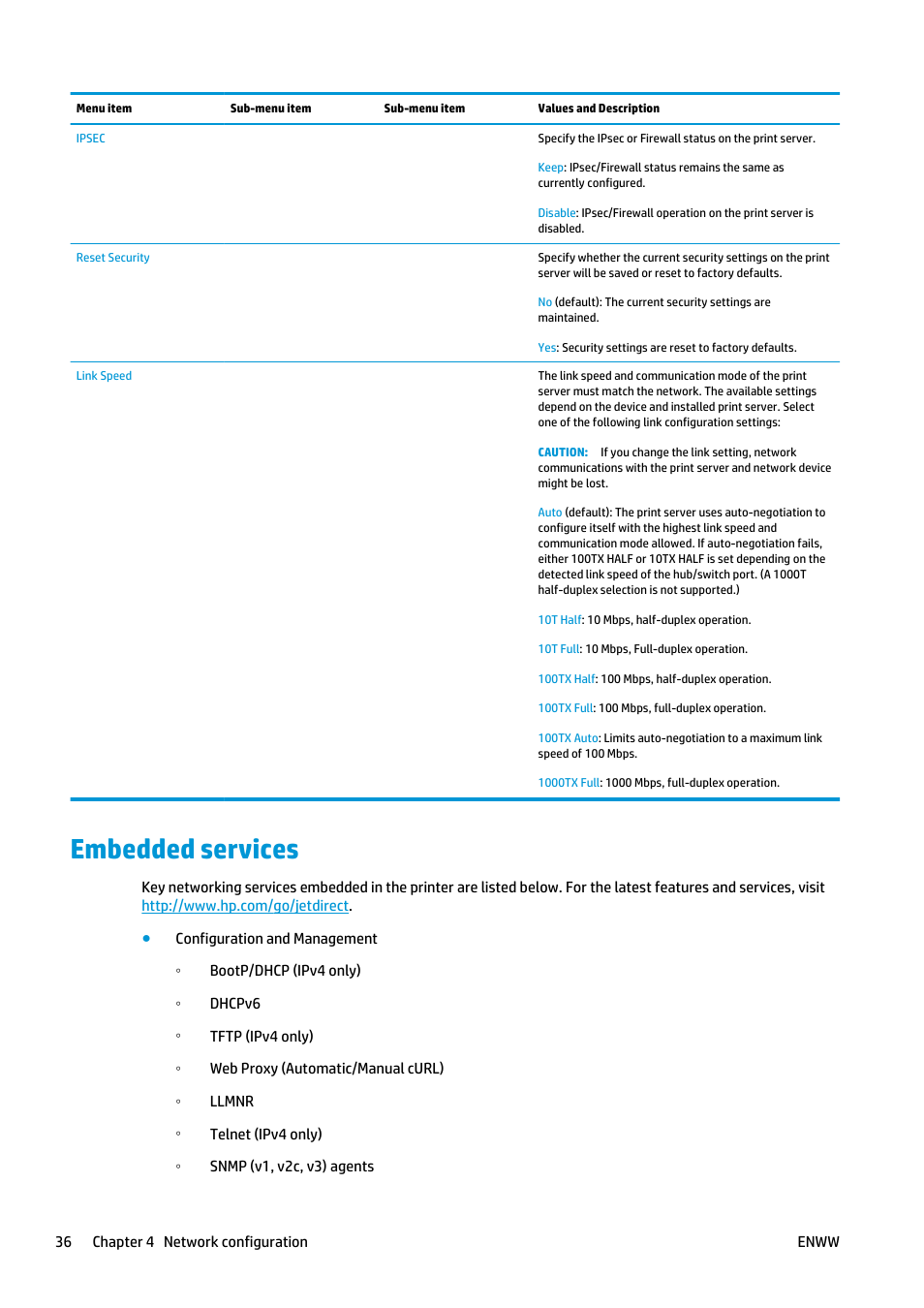 Embedded services | HP Designjet T920 ePrinter series User Manual | Page 44 / 210