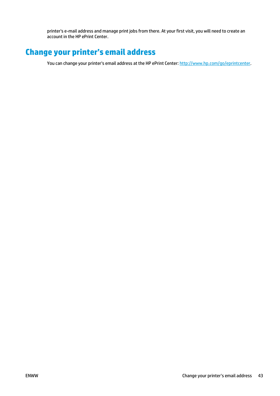 Change your printer’s email address | HP Designjet T920 ePrinter series User Manual | Page 51 / 210