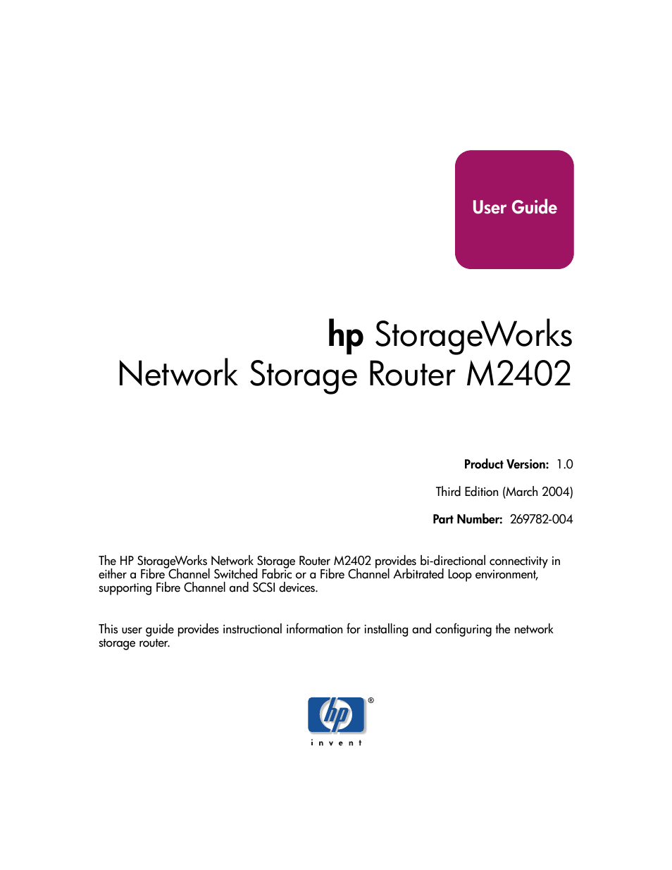 HP Network Storage Router m2402 User Manual | 244 pages