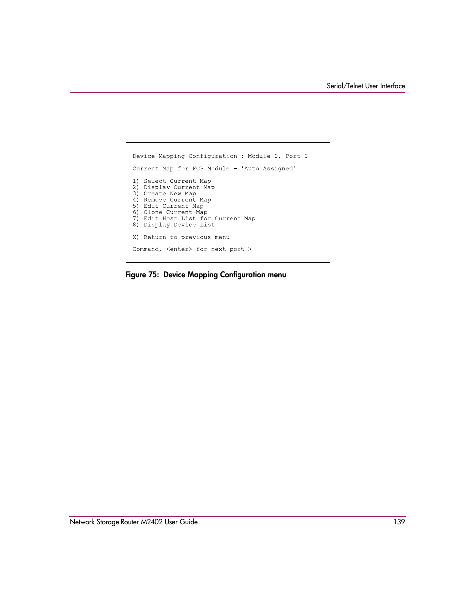 Figure 75: device mapping configuration menu | HP Network Storage Router m2402 User Manual | Page 133 / 244