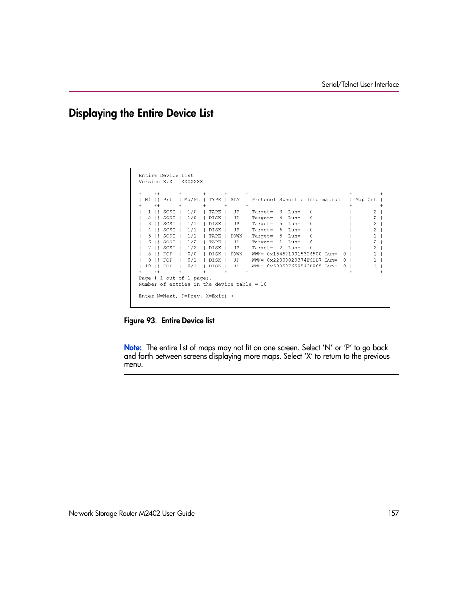 Displaying the entire device list, Figure 93: entire device list | HP Network Storage Router m2402 User Manual | Page 151 / 244