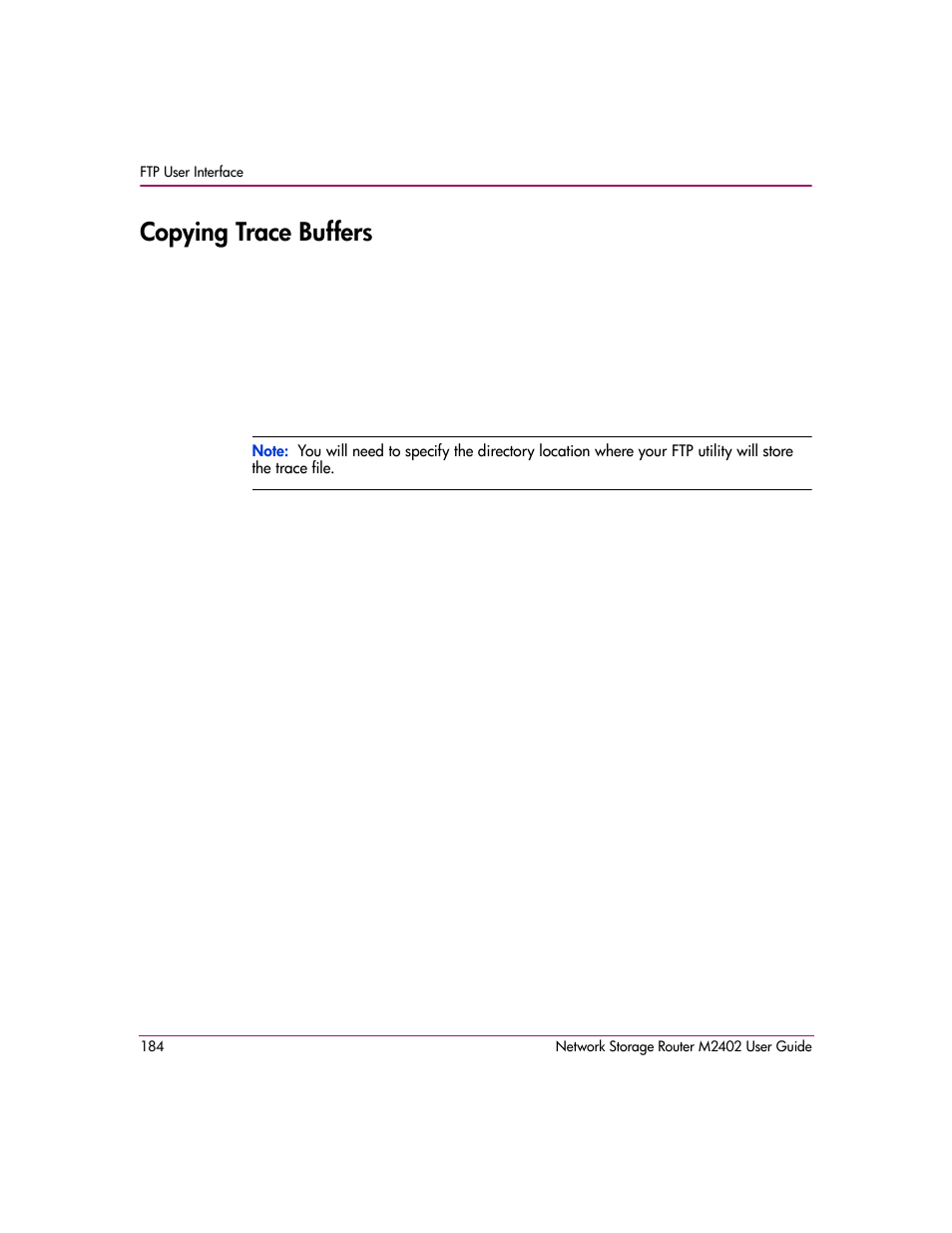 Copying trace buffers | HP Network Storage Router m2402 User Manual | Page 178 / 244