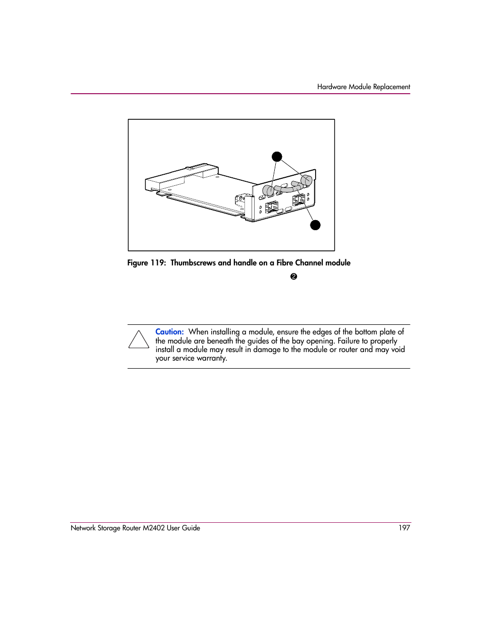 Illustrates a scsi module and, Figure 119 | HP Network Storage Router m2402 User Manual | Page 191 / 244