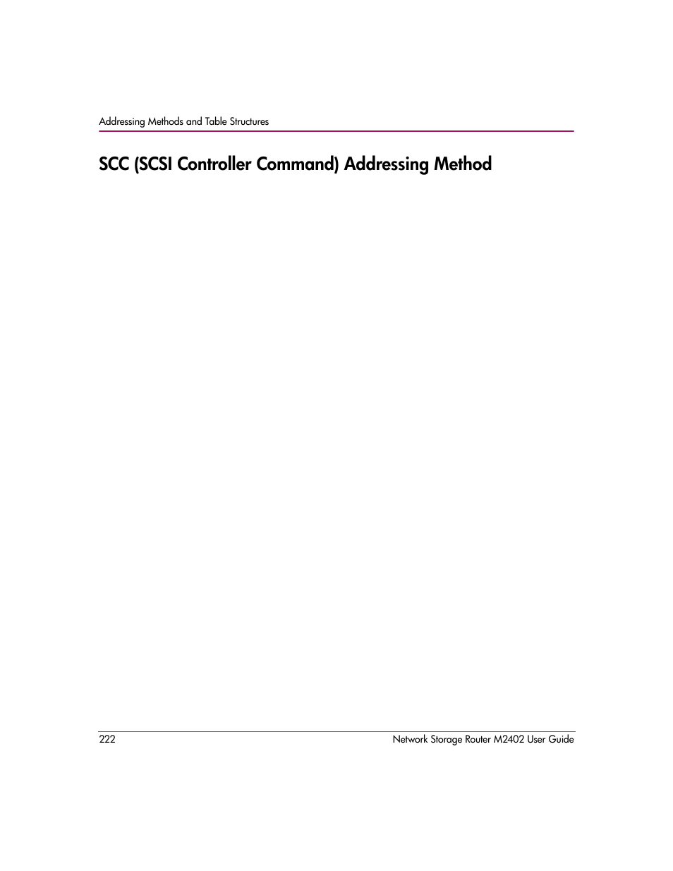 Scc (scsi controller command) addressing method | HP Network Storage Router m2402 User Manual | Page 216 / 244