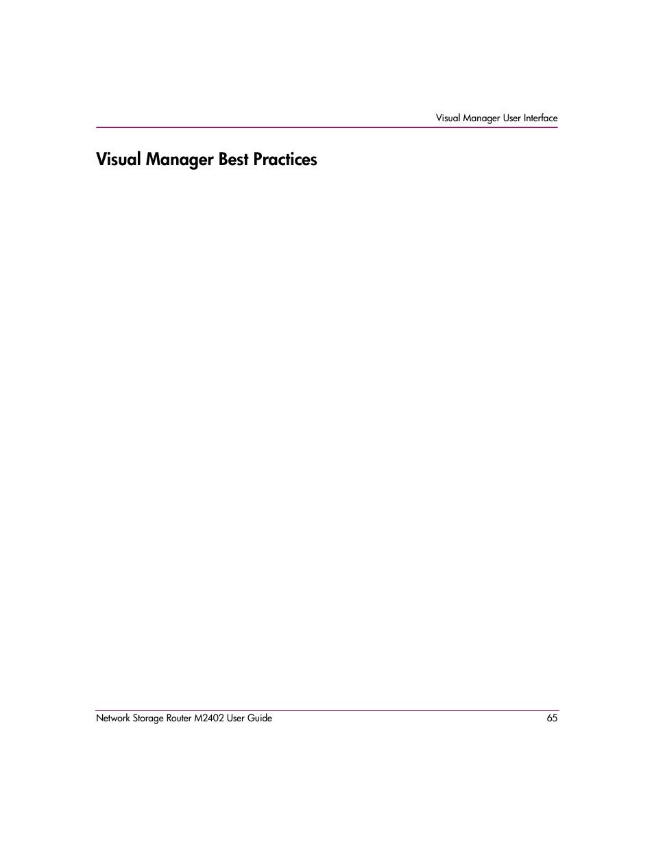 Visual manager best practices | HP Network Storage Router m2402 User Manual | Page 59 / 244