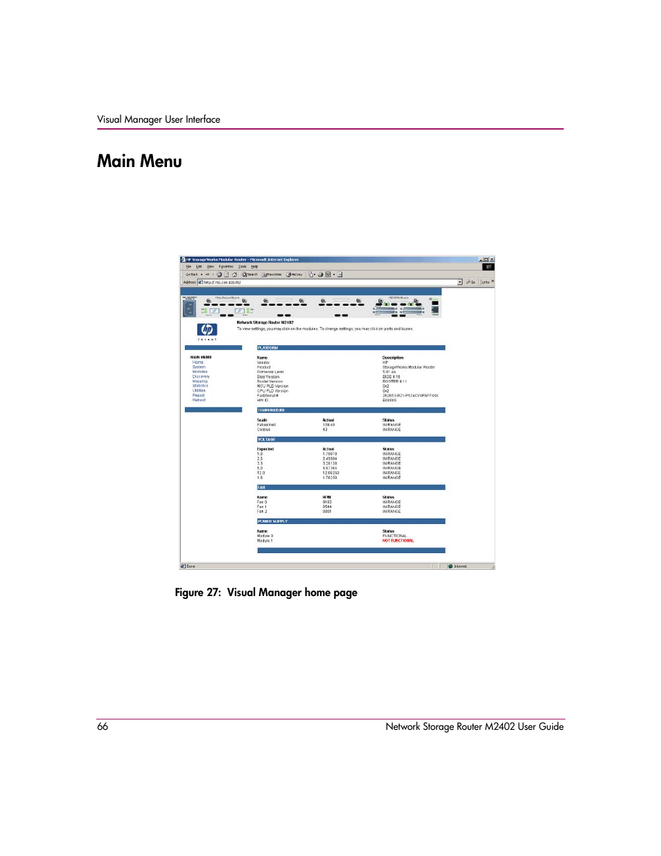 Main menu | HP Network Storage Router m2402 User Manual | Page 60 / 244