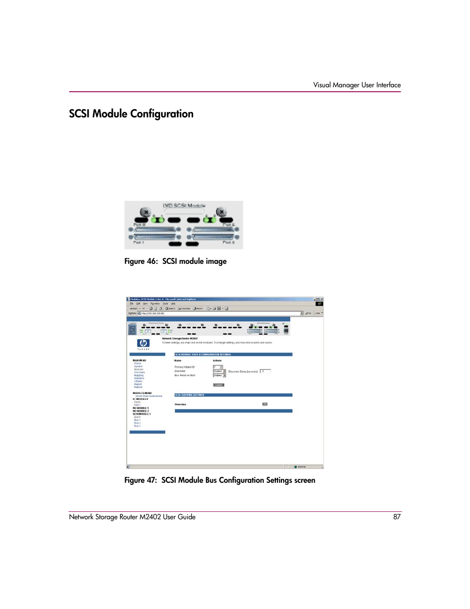 Scsi module configuration, Figure 46: scsi module image | HP Network Storage Router m2402 User Manual | Page 81 / 244