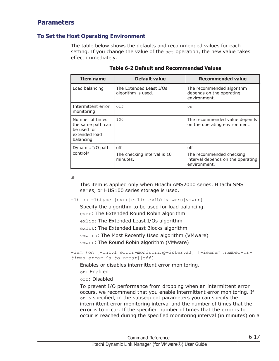 Parameters, Parameters -17, To set the host operating environment -17 | HP XP7 Storage User Manual | Page 109 / 250