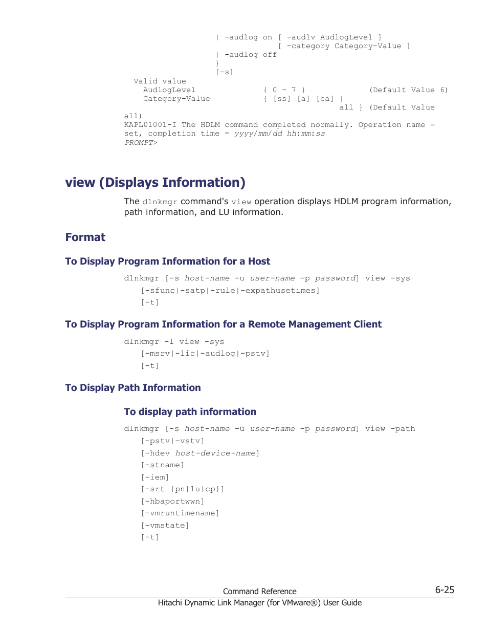 View (displays information), Format, View (displays information) -25 | Format -25, To display program information for a host -25, To display path information -25, Operation, see, View (displays, Information. for details, see, View | HP XP7 Storage User Manual | Page 117 / 250