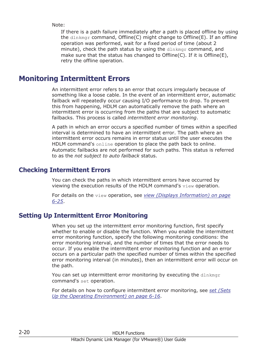 Monitoring intermittent errors, Checking intermittent errors, Setting up intermittent error monitoring | Monitoring intermittent errors -20, Checking intermittent errors -20, Setting up intermittent error monitoring -20 | HP XP7 Storage User Manual | Page 38 / 250