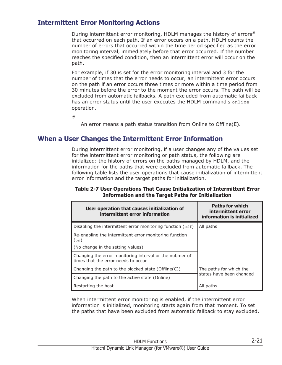 Intermittent error monitoring actions, Intermittent error monitoring actions -21 | HP XP7 Storage User Manual | Page 39 / 250