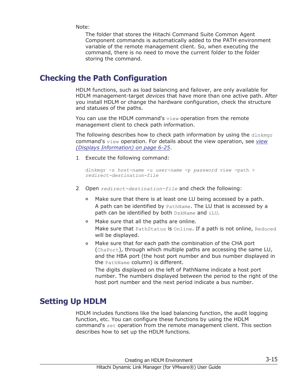 Checking the path configuration, Setting up hdlm, Checking the path configuration -15 | Setting up hdlm -15 | HP XP7 Storage User Manual | Page 67 / 250
