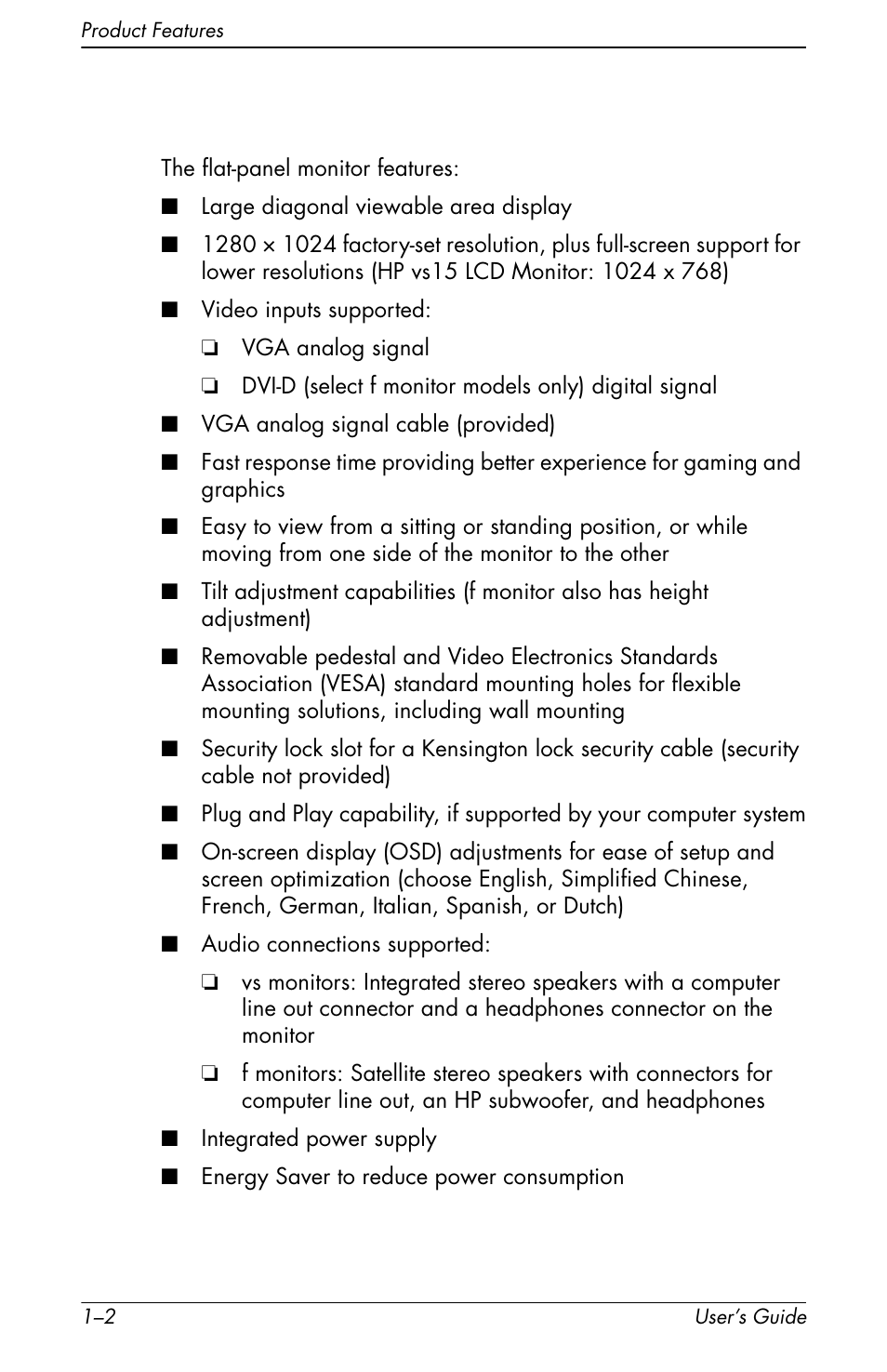 HP vs17x 17 inch LCD Monitor User Manual | Page 10 / 78