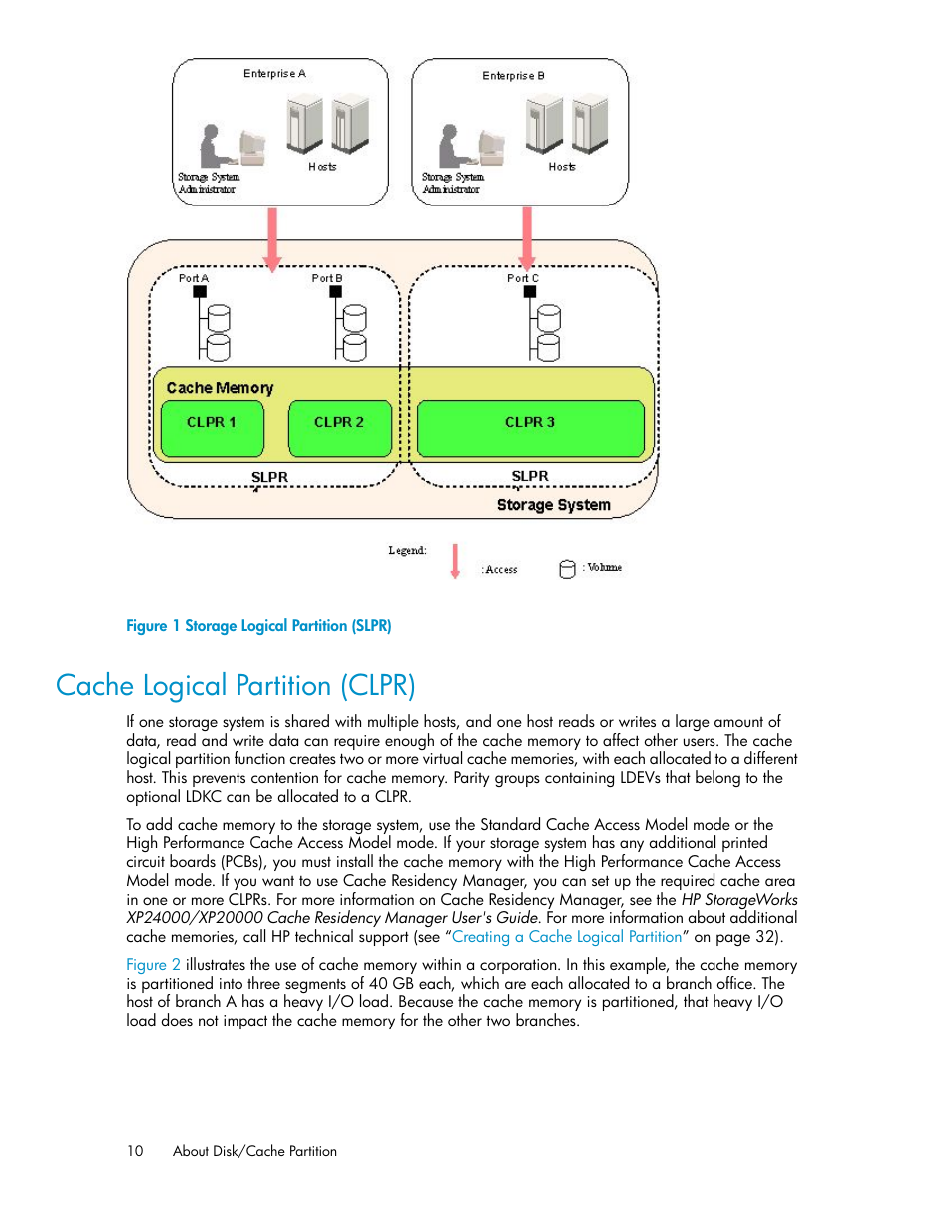 Cache logical partition (clpr), Storage logical partition (slpr), Figure 1 | HP StorageWorks XP Remote Web Console Software User Manual | Page 10 / 42