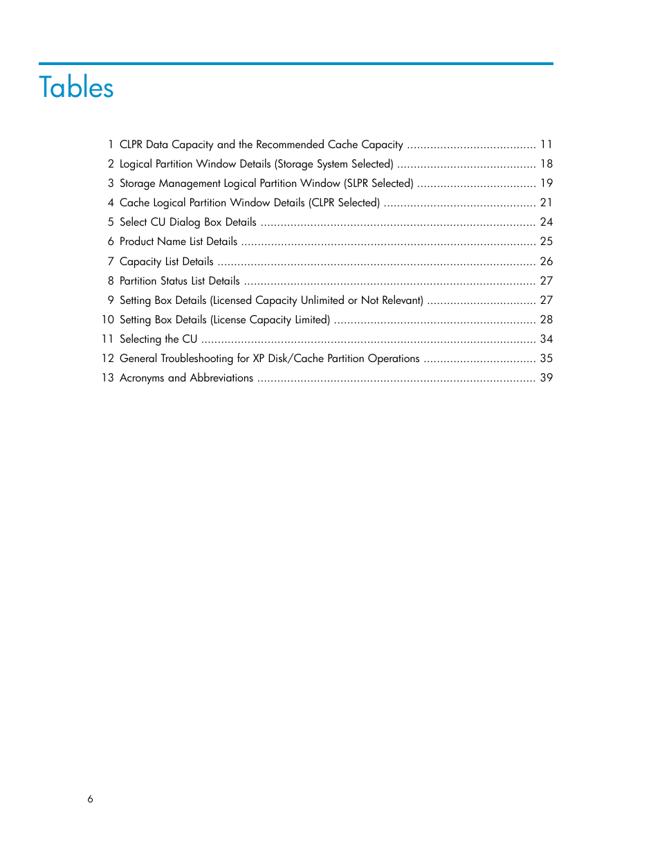 Tables | HP StorageWorks XP Remote Web Console Software User Manual | Page 6 / 42