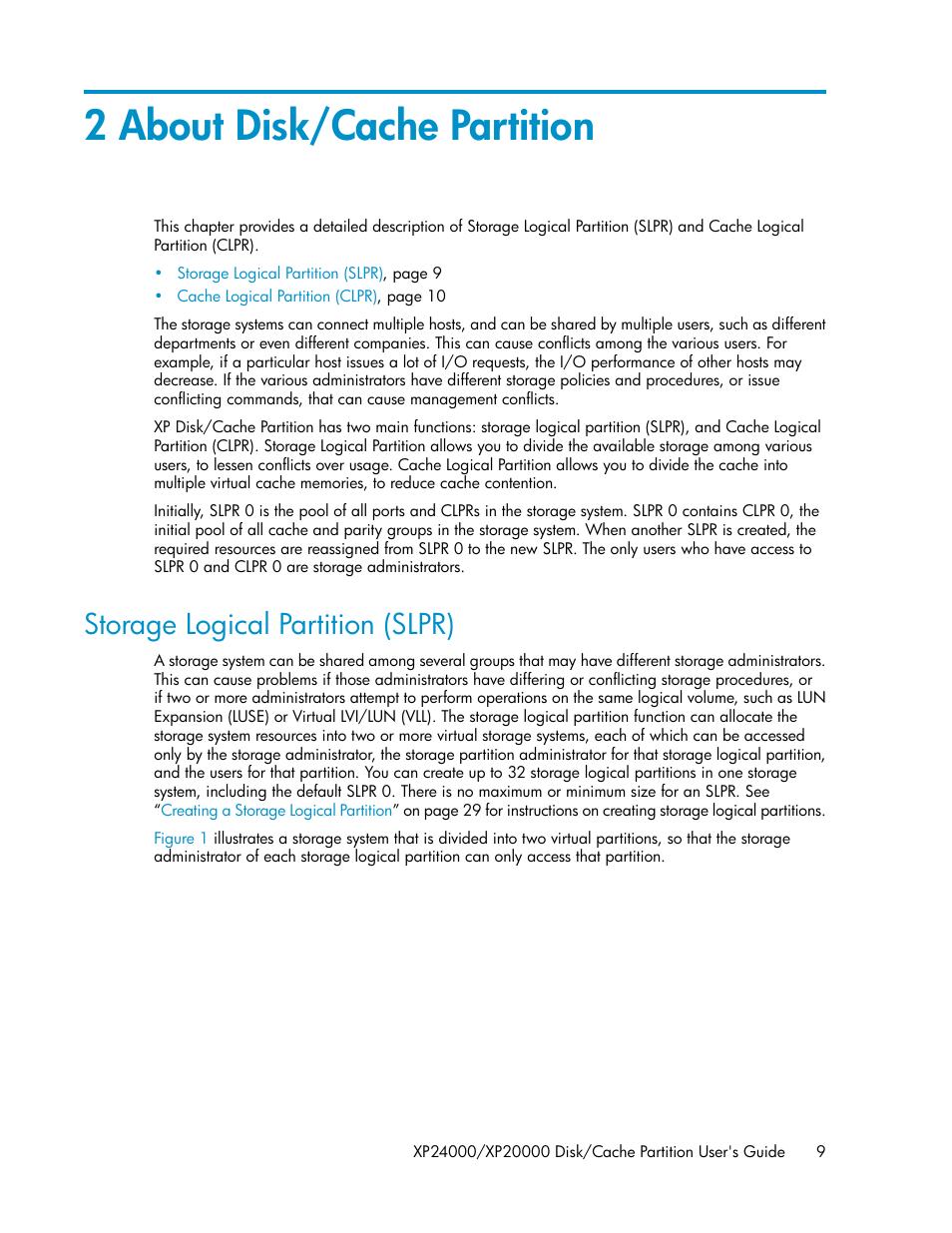 2 about disk/cache partition, Storage logical partition (slpr) | HP StorageWorks XP Remote Web Console Software User Manual | Page 9 / 42