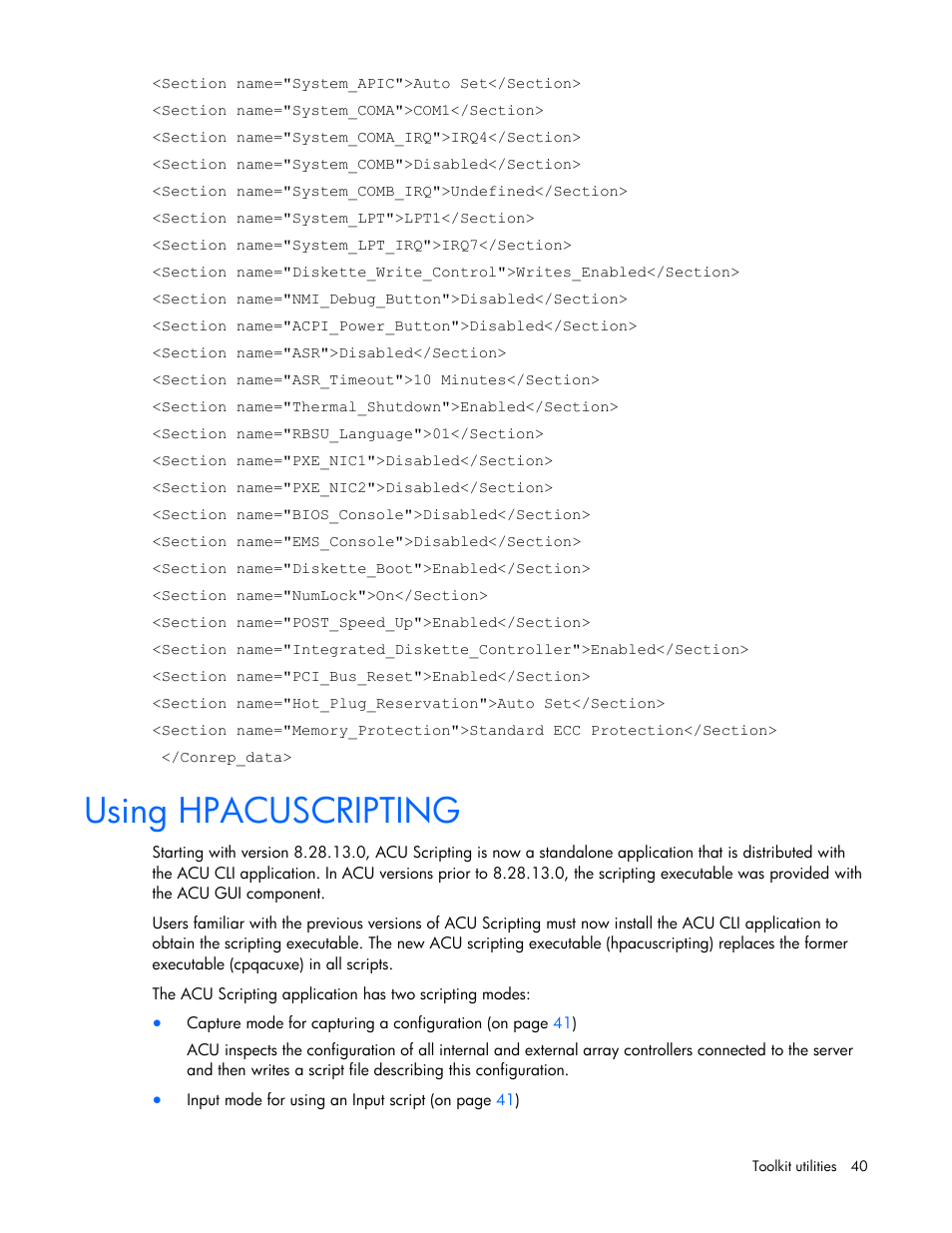 Using hpacuscripting | HP Linux Server Management Software User Manual | Page 40 / 74