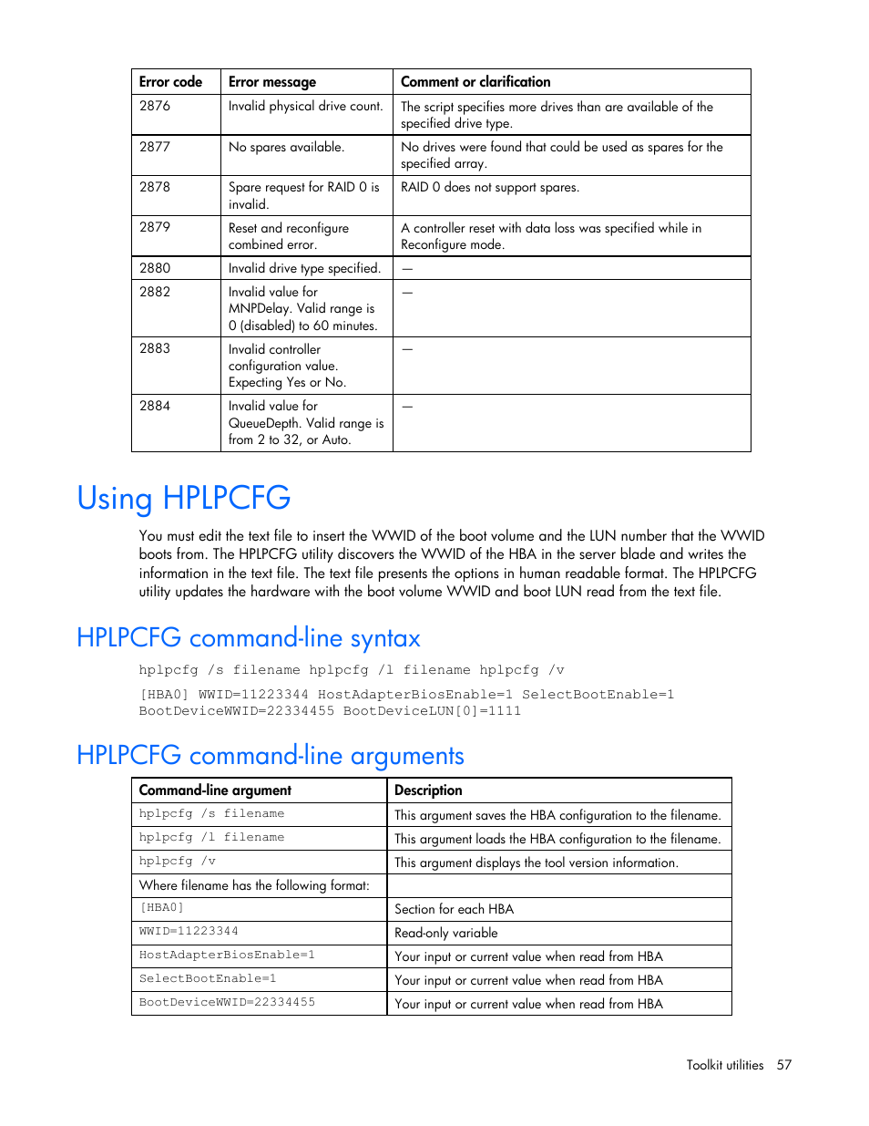 Using hplpcfg, Hplpcfg command-line syntax, Hplpcfg command-line arguments | HP Linux Server Management Software User Manual | Page 57 / 74