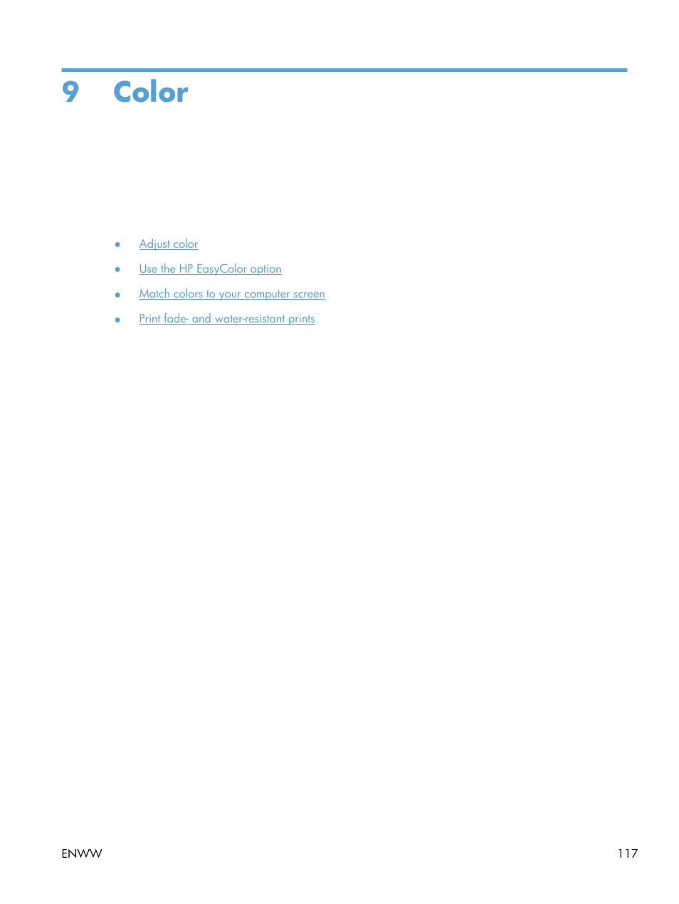 Color, 9 color | HP Officejet Pro X551 Printer series User Manual | Page 131 / 250