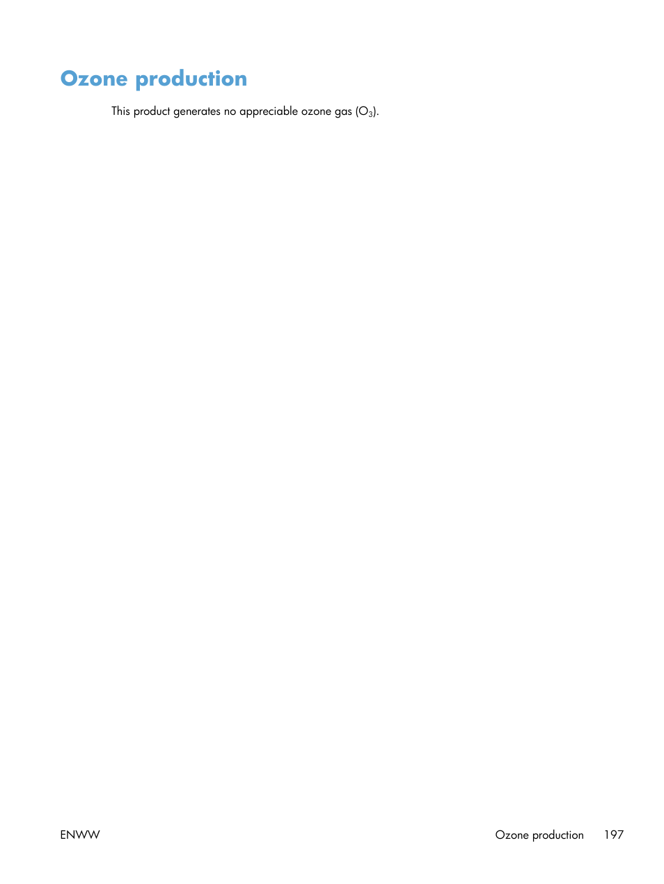 Ozone production | HP Officejet Pro X551 Printer series User Manual | Page 211 / 250