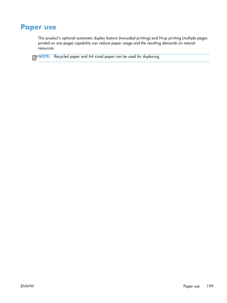 Paper use | HP Officejet Pro X551 Printer series User Manual | Page 213 / 250