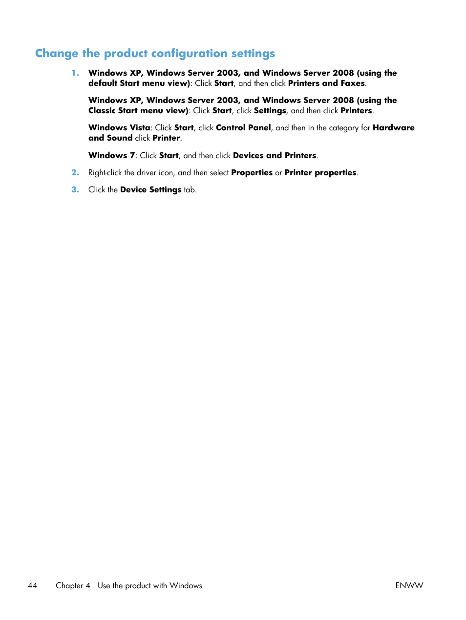 Change the product configuration settings | HP Officejet Pro X551 Printer series User Manual | Page 58 / 250