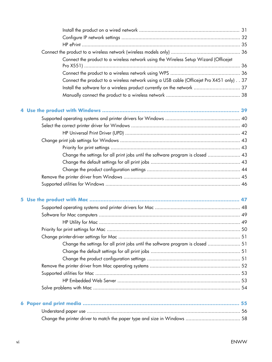 HP Officejet Pro X551 Printer series User Manual | Page 8 / 250