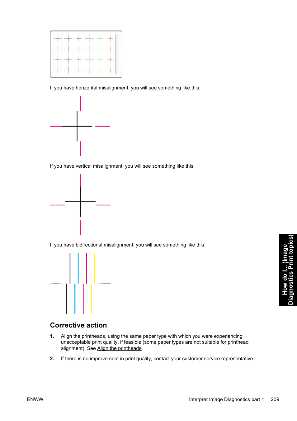 Corrective action | HP Designjet 4500 Printer series User Manual | Page 223 / 360