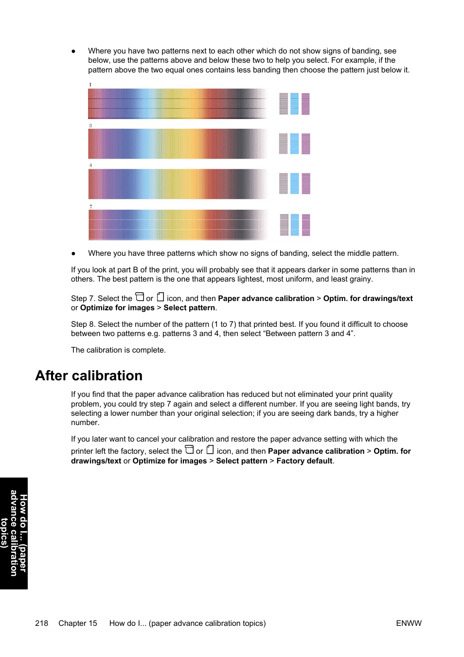 After calibration | HP Designjet 4500 Printer series User Manual | Page 232 / 360