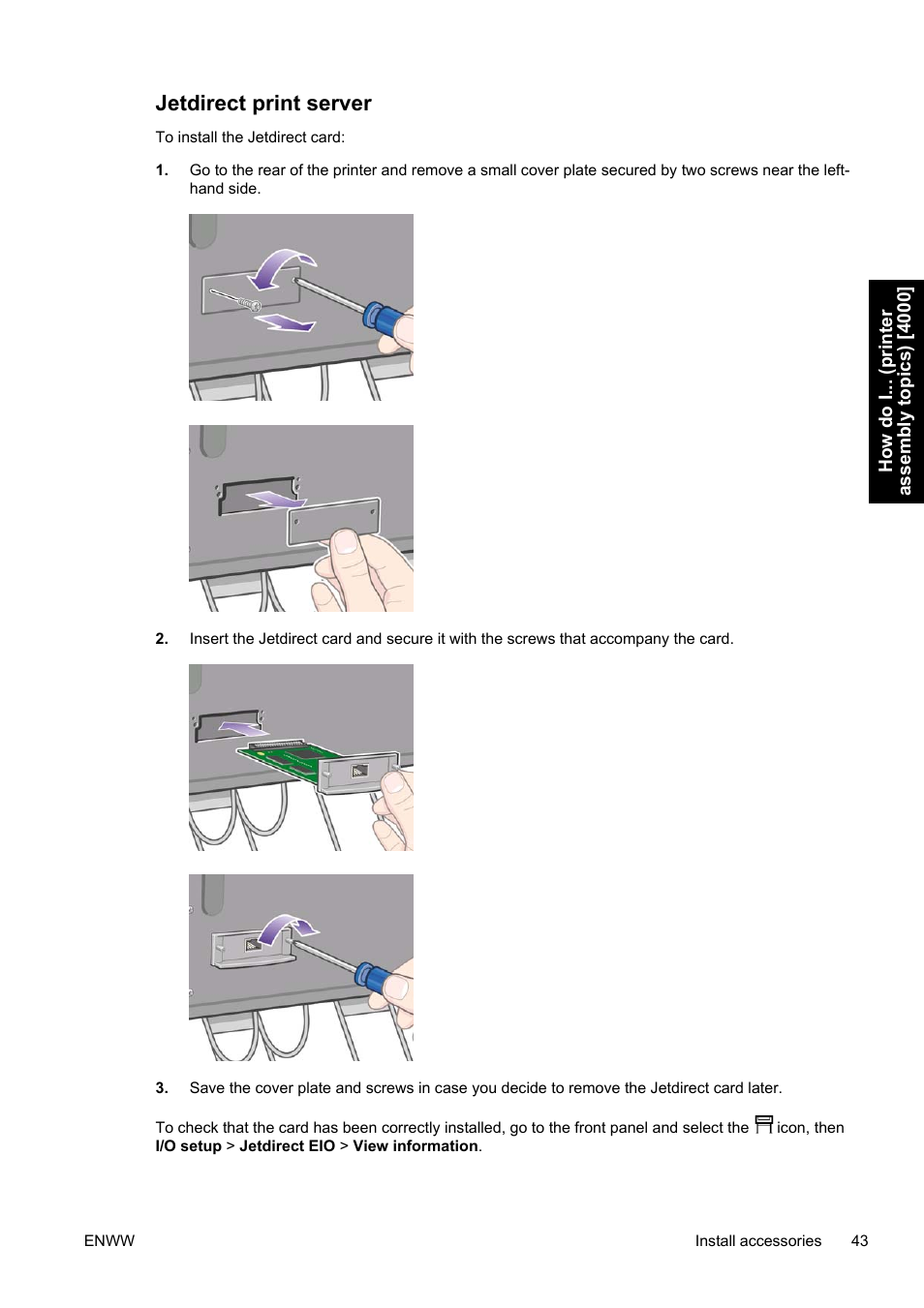 Jetdirect print server | HP Designjet 4500 Printer series User Manual | Page 57 / 360