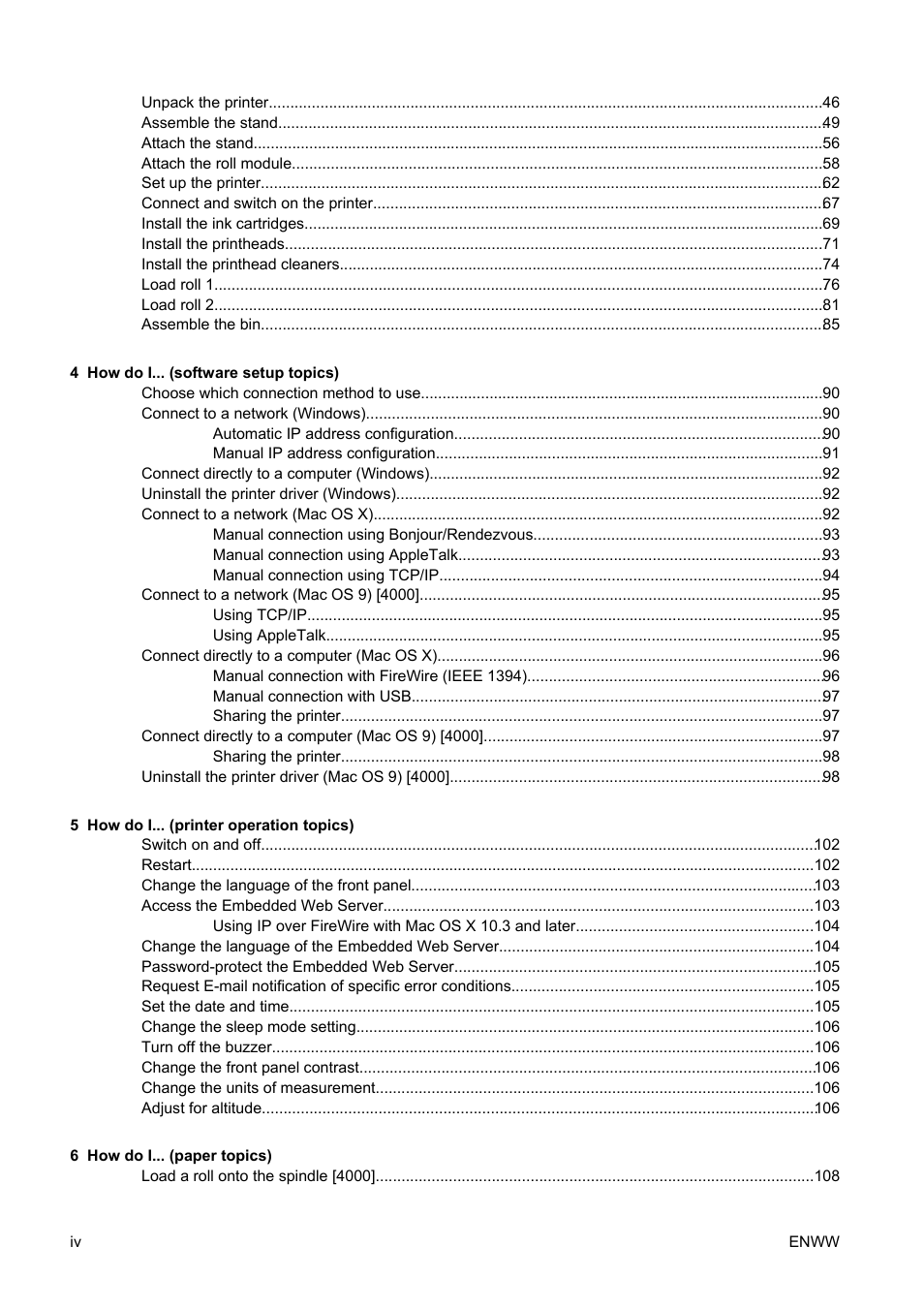 HP Designjet 4500 Printer series User Manual | Page 6 / 360