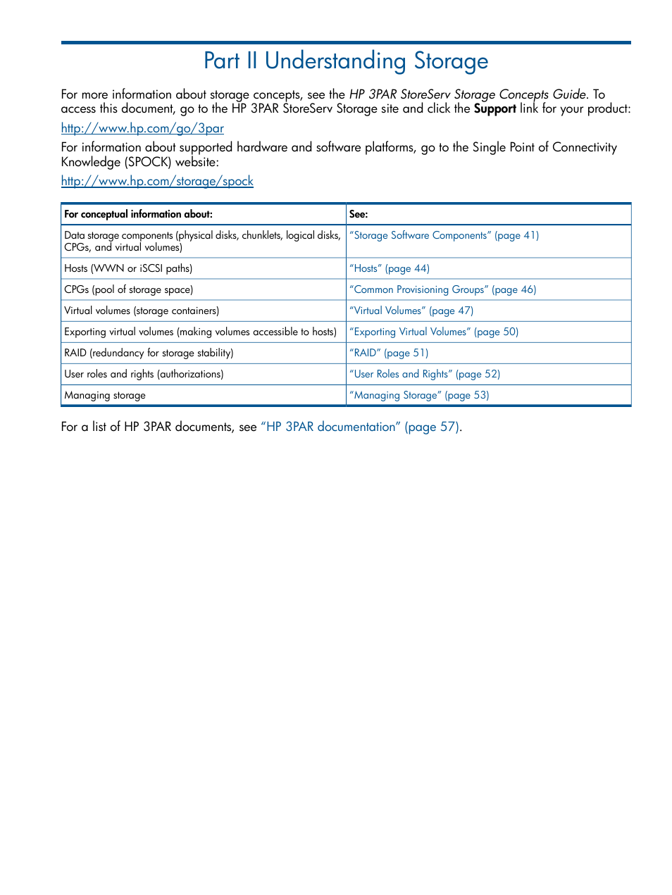Part ii understanding storage, Ii understanding storage | HP 3PAR Operating System Software Licenses User Manual | Page 40 / 63