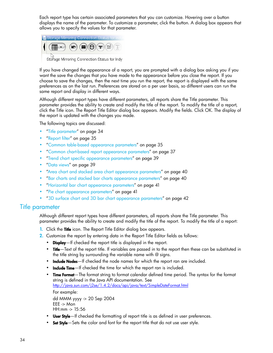 Title parameter | HP Storage Mirroring V5 Software User Manual | Page 34 / 50