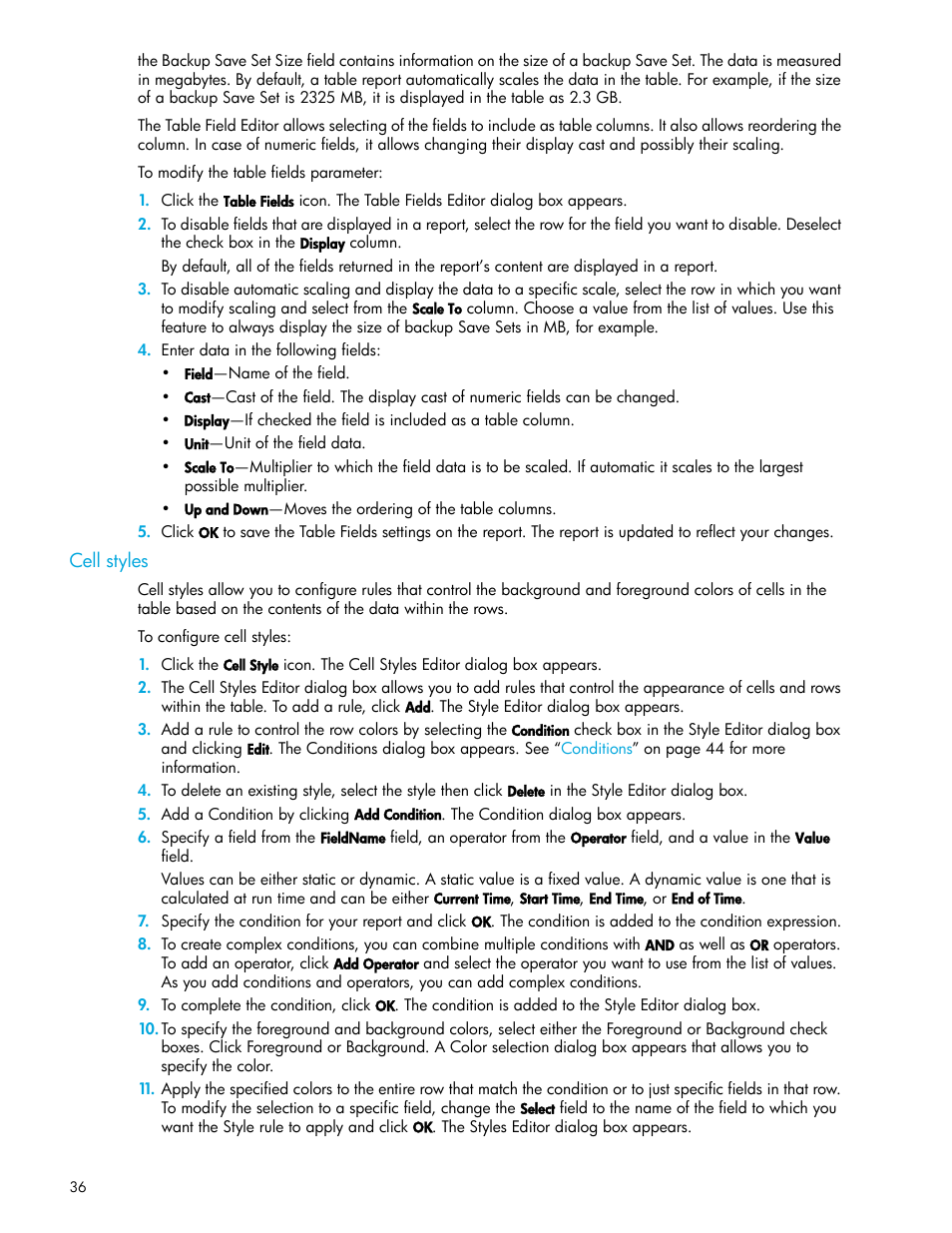 Cell styles | HP Storage Mirroring V5 Software User Manual | Page 36 / 50