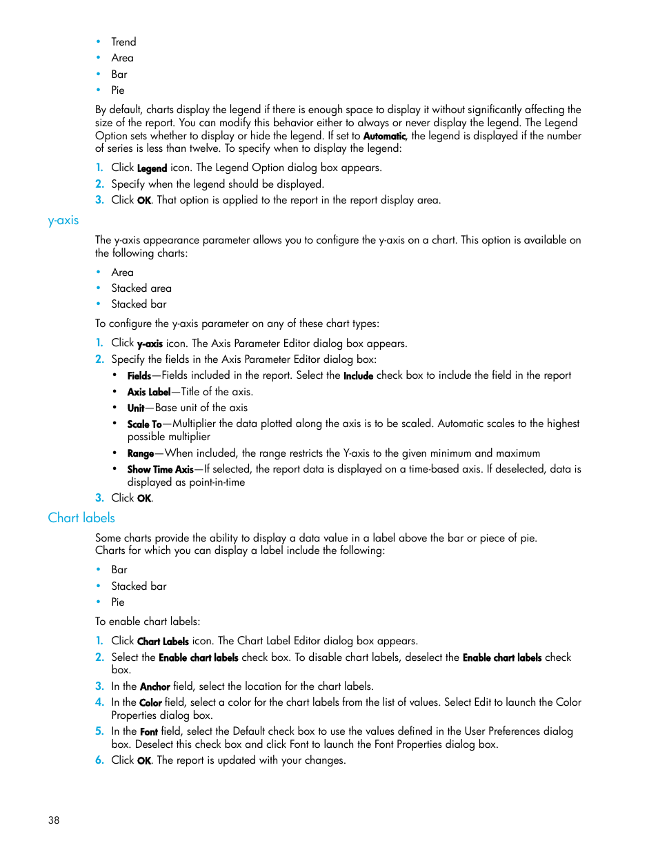 Y-axis, Chart labels | HP Storage Mirroring V5 Software User Manual | Page 38 / 50