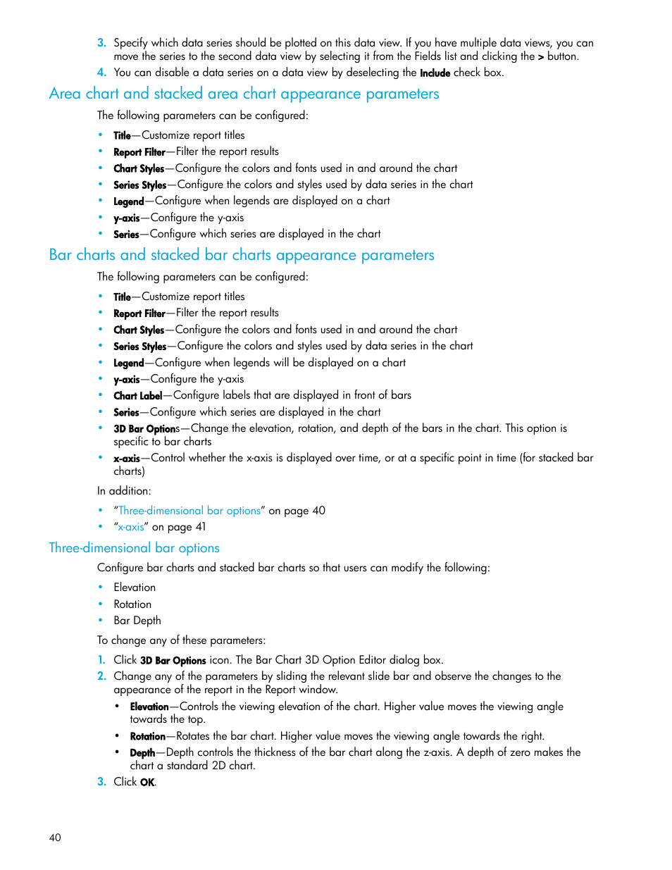Three-dimensional bar options | HP Storage Mirroring V5 Software User Manual | Page 40 / 50