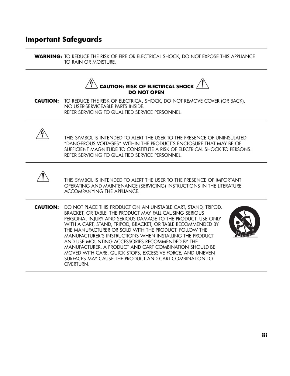 Important safeguards | HP LT4200 42 inch Professional LCD HDTV User Manual | Page 3 / 66