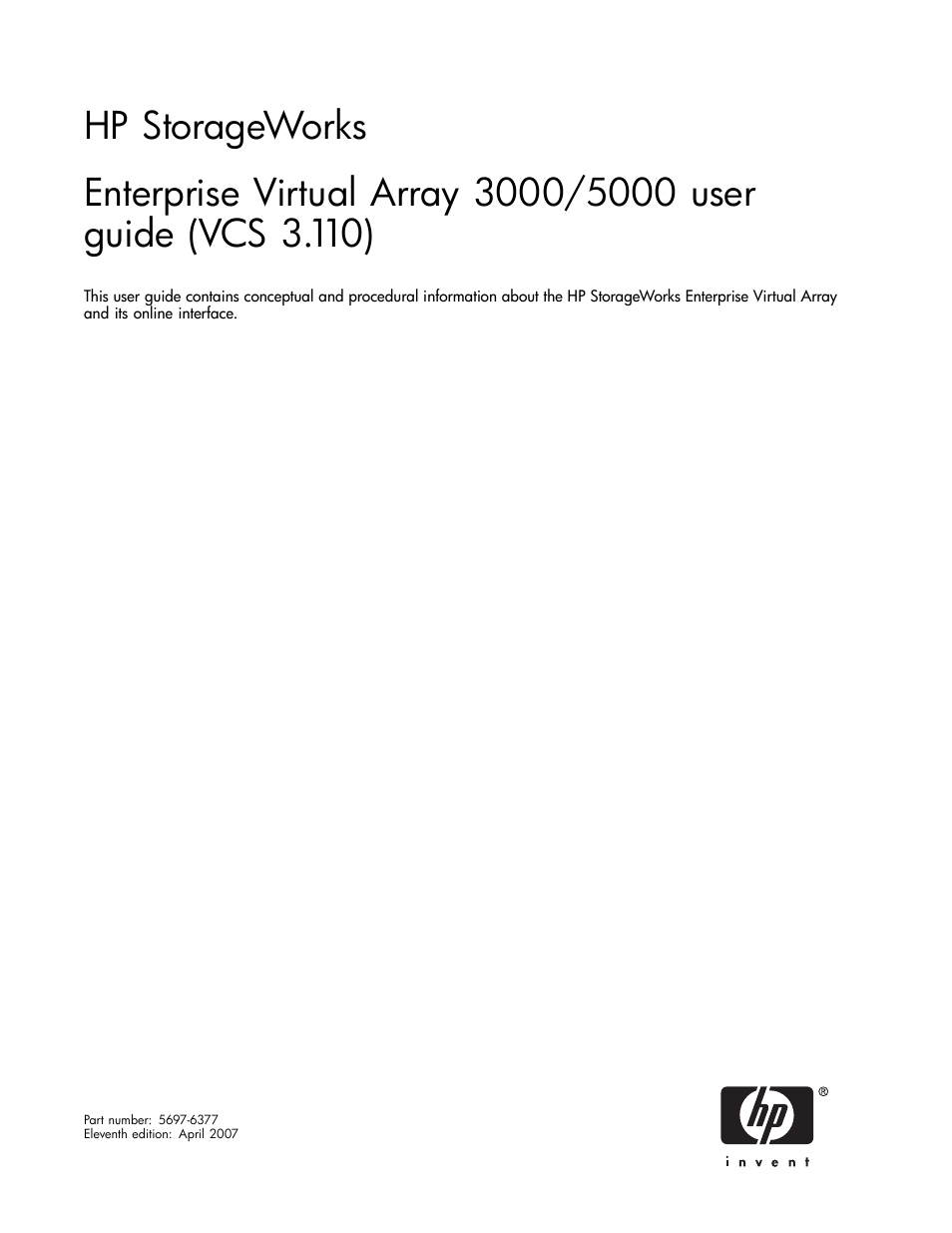 HP 3000 Enterprise Virtual Array User Manual | 188 pages