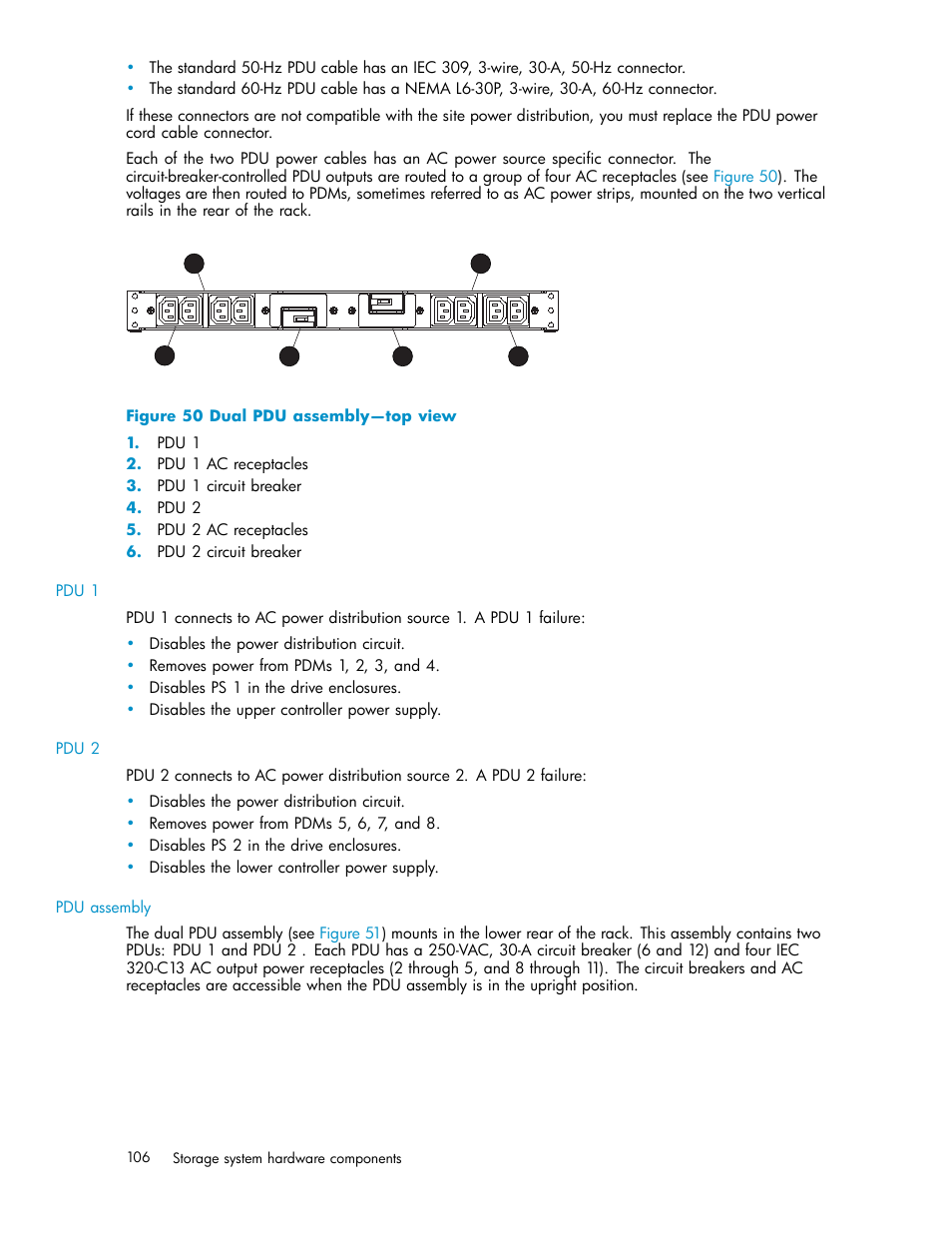 Dual pdu assembly—top view | HP 3000 Enterprise Virtual Array User Manual | Page 106 / 188