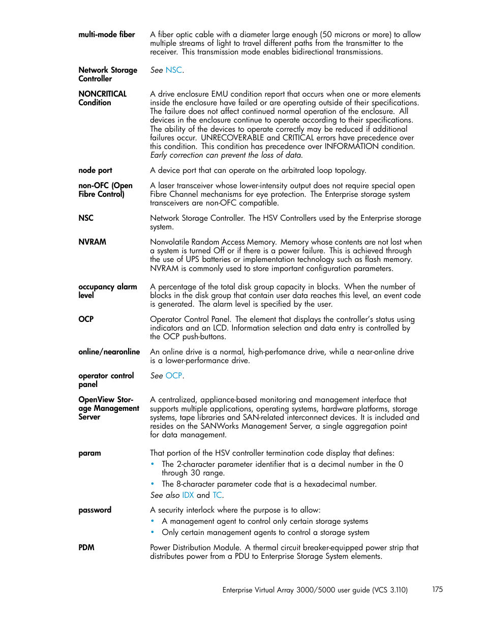 Param | HP 3000 Enterprise Virtual Array User Manual | Page 175 / 188