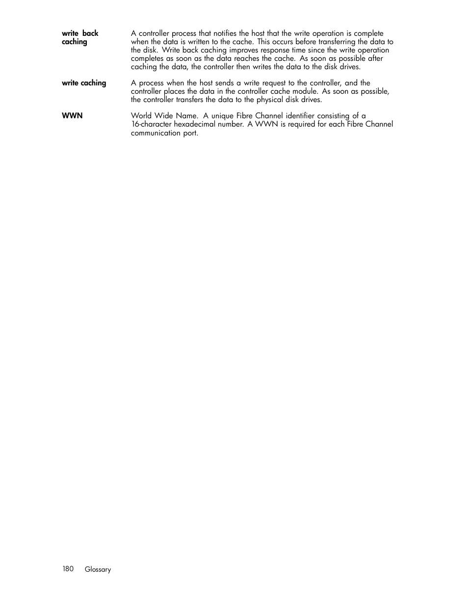 Write cache | HP 3000 Enterprise Virtual Array User Manual | Page 180 / 188