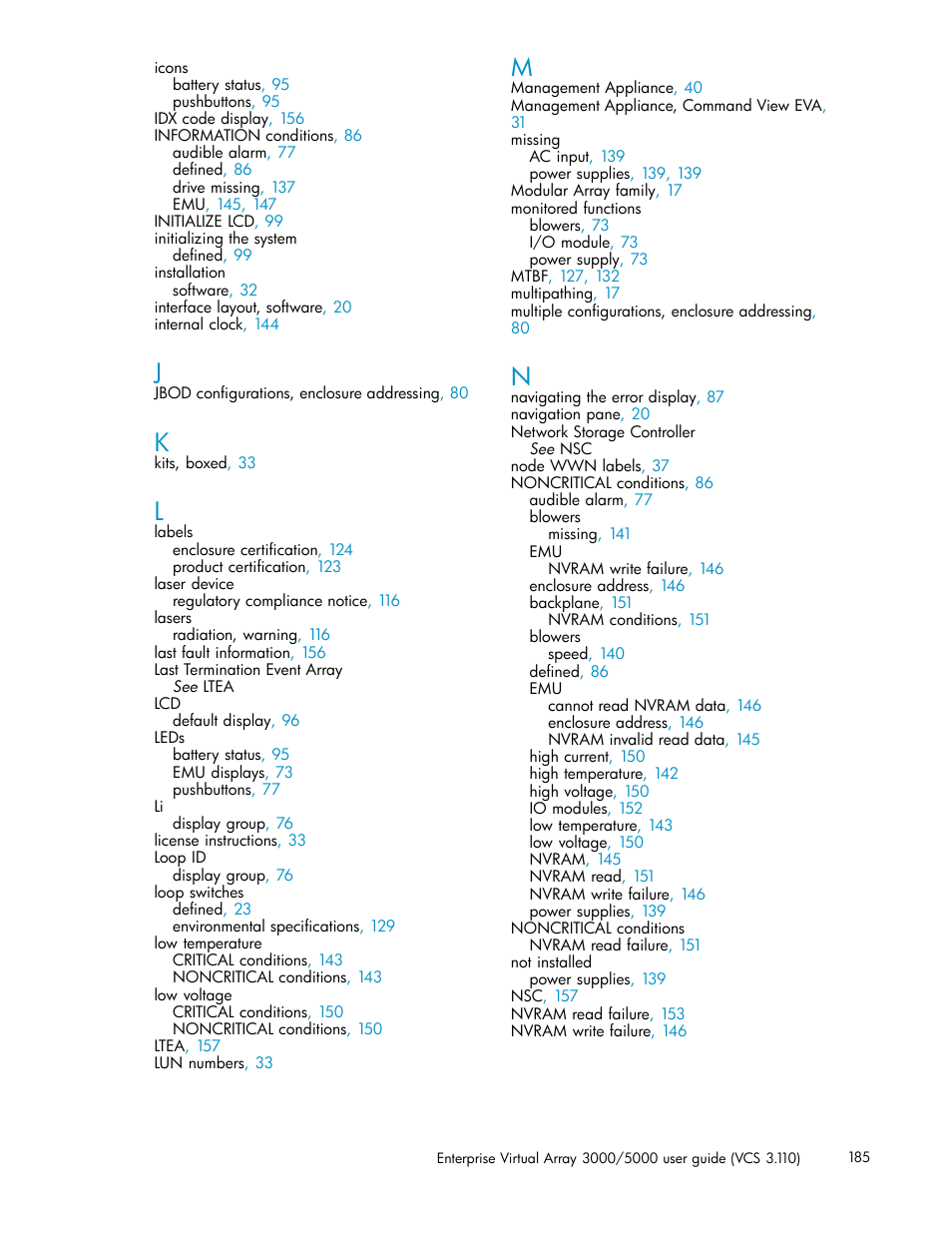 HP 3000 Enterprise Virtual Array User Manual | Page 185 / 188