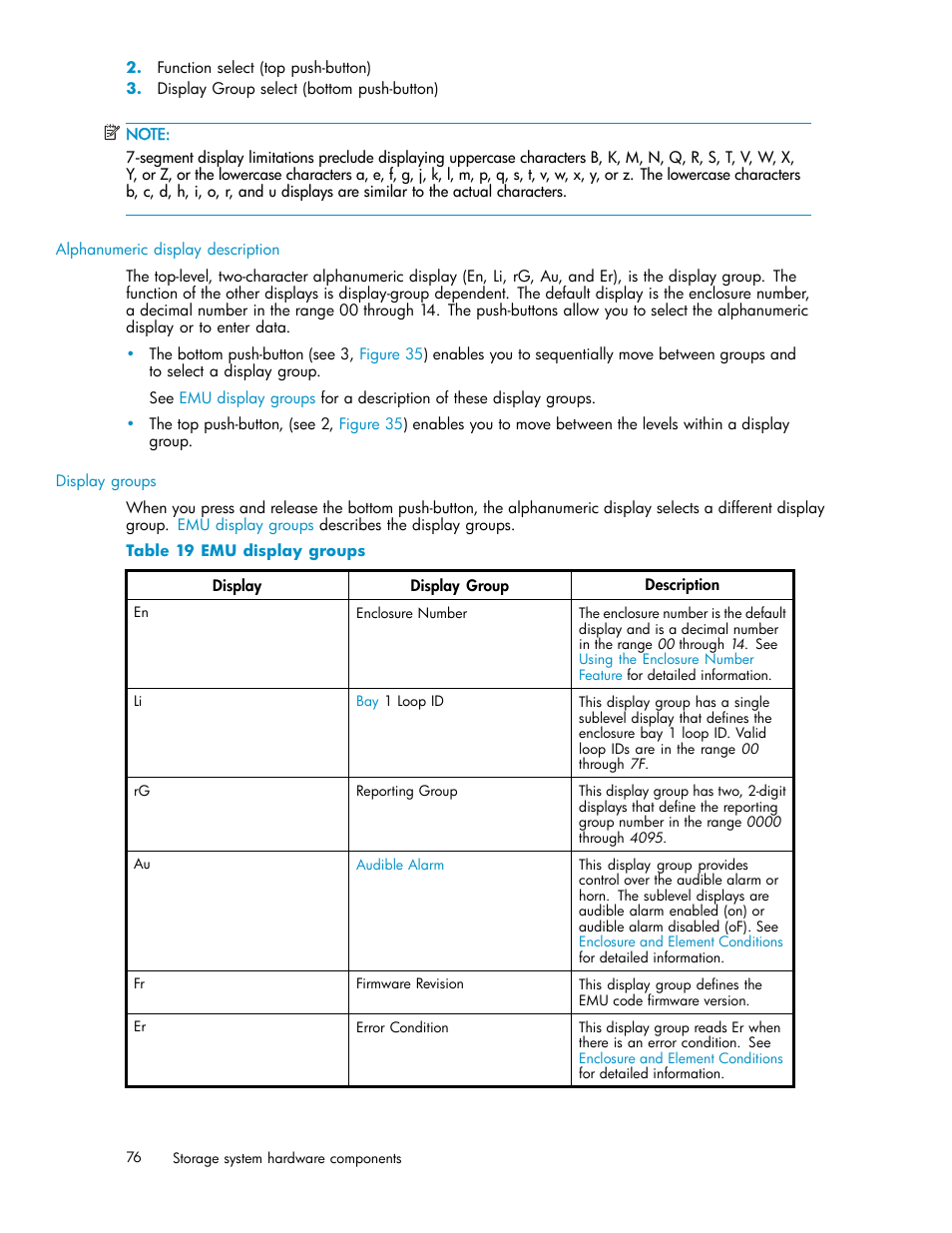 Emu display groups | HP 3000 Enterprise Virtual Array User Manual | Page 76 / 188