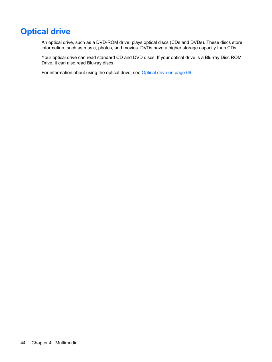 Optical drive | HP G72-b50US Notebook PC User Manual | Page 54 / 127