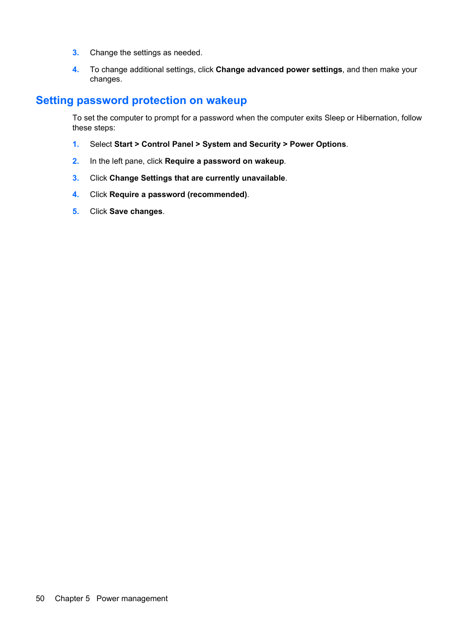 Setting password protection on wakeup | HP G72-b50US Notebook PC User Manual | Page 60 / 127