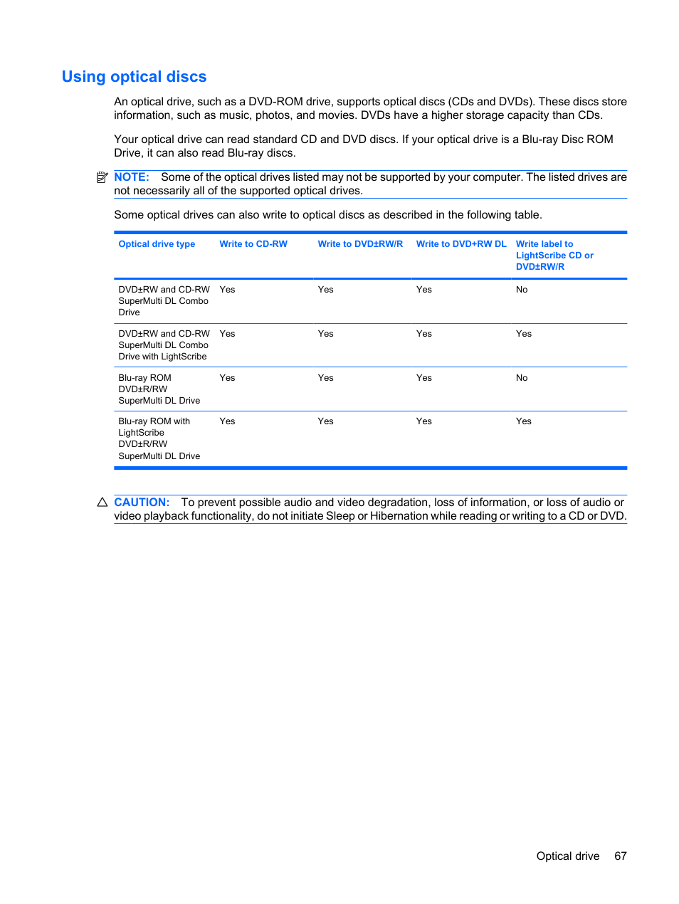 Using optical discs | HP G72-b50US Notebook PC User Manual | Page 77 / 127