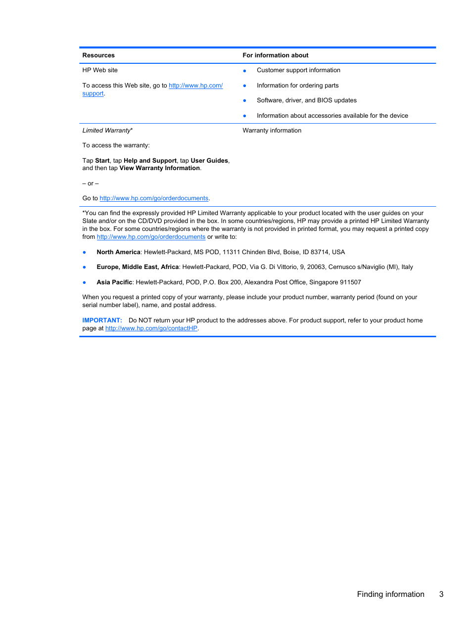 Finding information 3 | HP Slate 2 Tablet PC User Manual | Page 13 / 87