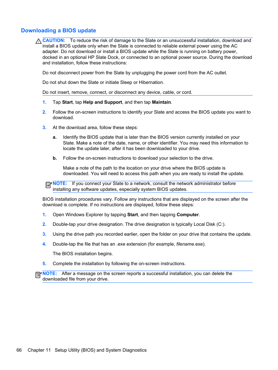 Downloading a bios update | HP Slate 2 Tablet PC User Manual | Page 76 / 87