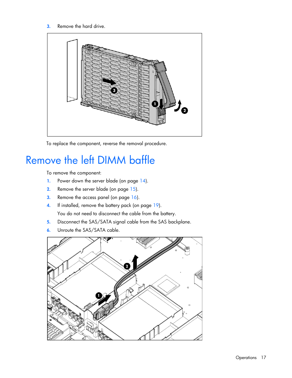 Remove the left dimm baffle | HP ProLiant BL620c G7 Server-Blade User Manual | Page 17 / 123