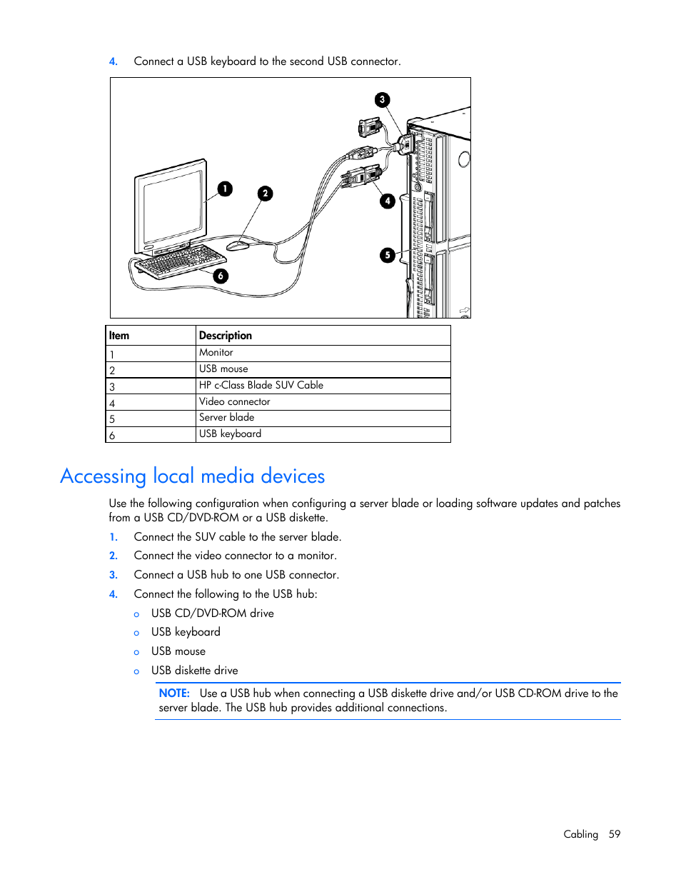 Accessing local media devices | HP ProLiant BL620c G7 Server-Blade User Manual | Page 59 / 123